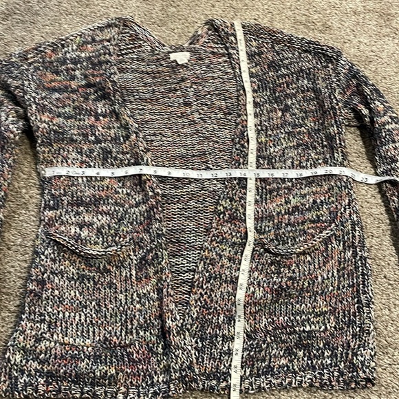 Caslon Open Cardigan Sweater Multicolor Space Dye Front Pockets Size XS - Picture 6 of 6